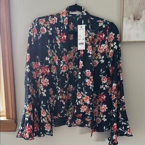 Floral Blouse with Open Front